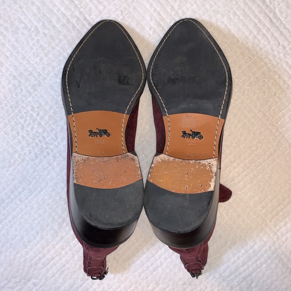 Coach Bowery Chelsea Boot Maroon Glitter Suede Western Leather Women’s Size 8.5 - Picture 10 of 16